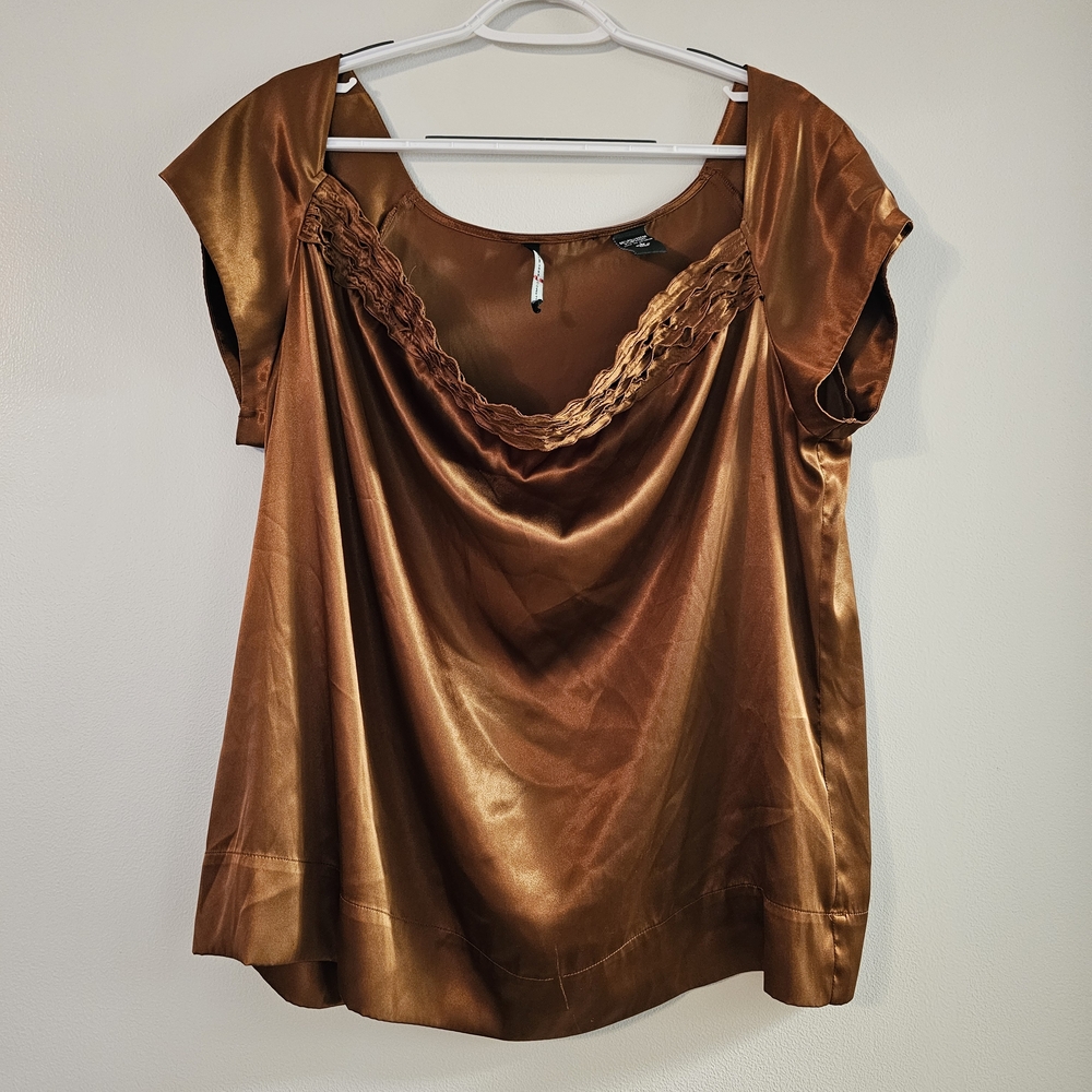 Elegant Satin Brown Top
